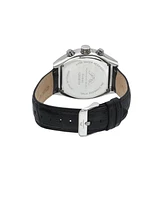 Roman Genuine Leather Silver Tone & Black Men's Watch 1292BROL