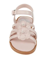 Vince Camuto Toddler Girl's Gladiator Sandal with 3D Flowers and Back Strap Adjustable Closure