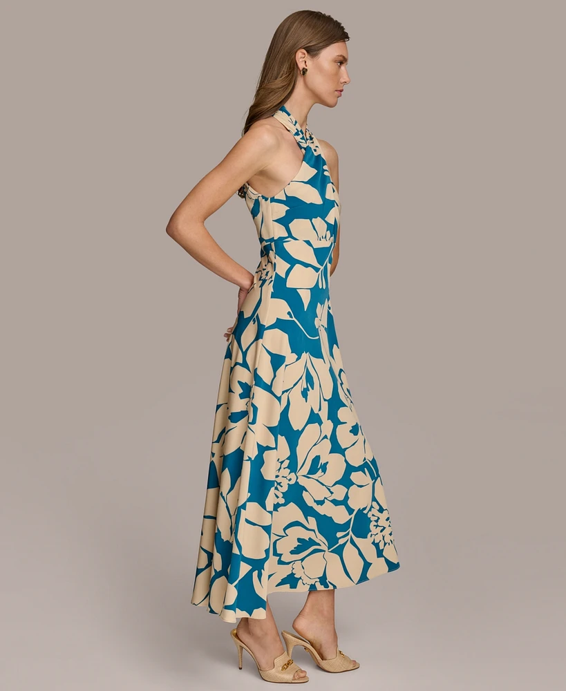 Donna Karan Women's Floral-Print Halter-Neck Dress