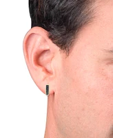 Men's Black Diamond Double Row Huggie Hoop Earrings (1/3 ct. t.w.) in 14k Gold-plated Sterling Silver or Black Rhodium-plated Sterling Silver, 1/2"