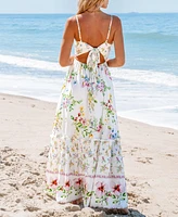 Cupshe Women's Floral Print Twisted Cutout Maxi Beach Dress