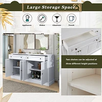 Kitchen Sideboard Storage Buffet Cabinet With 2 Drawers & 4 Doors Adjustable Shelves