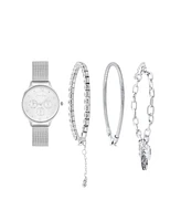 Jessica Carlyle Women's Silver-Tone Mesh Metal Alloy Bracelet Watch 36mm Gift Set