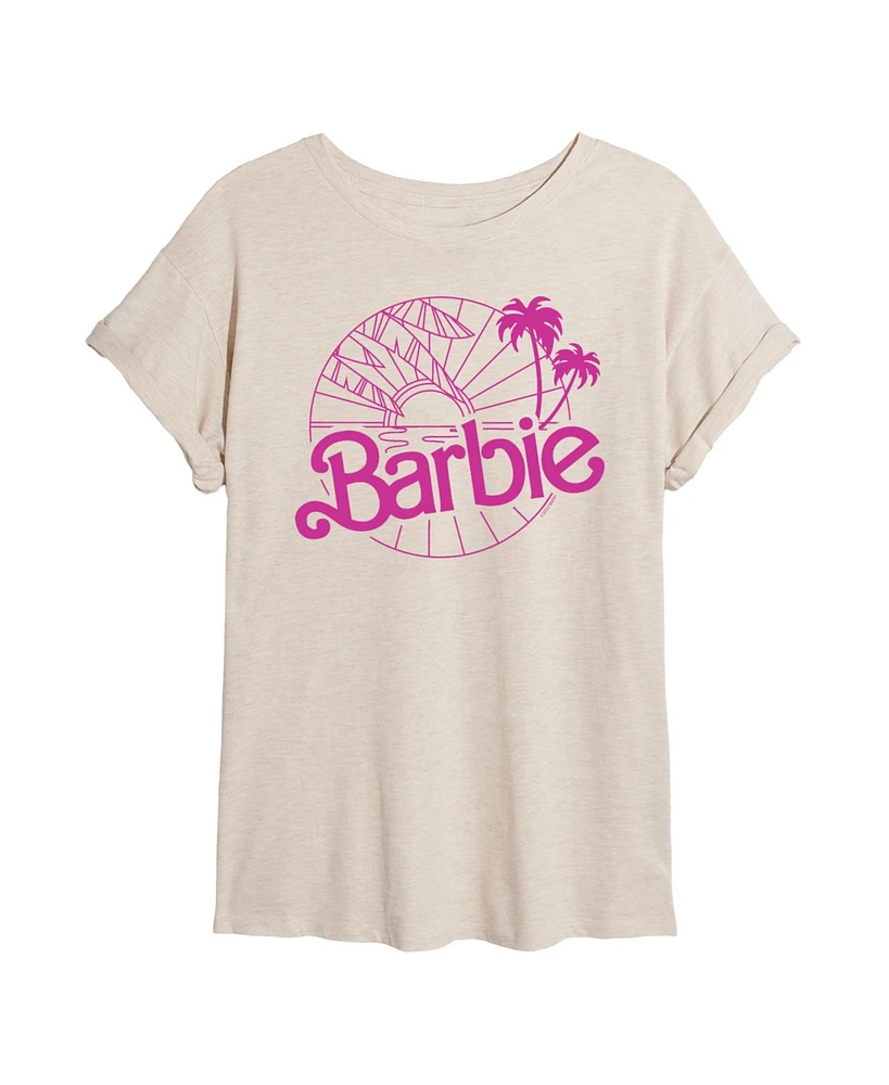 Hybrid Apparel Trendy Juniors Barbie Beach Graphic Oversized Tee