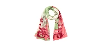 Olsen Tropic Jungle Print Scarf with Frayed Edge Trim