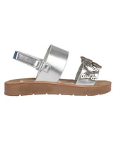 Bebe Big Girl's Open-Toe Metallic Sandal with Butterfly Details Polyurethane/Glitter Sandals