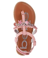 Bebe Big Girl's Strappy Sandal with Metal Chain and Sea Charms Polyurethane Sandals