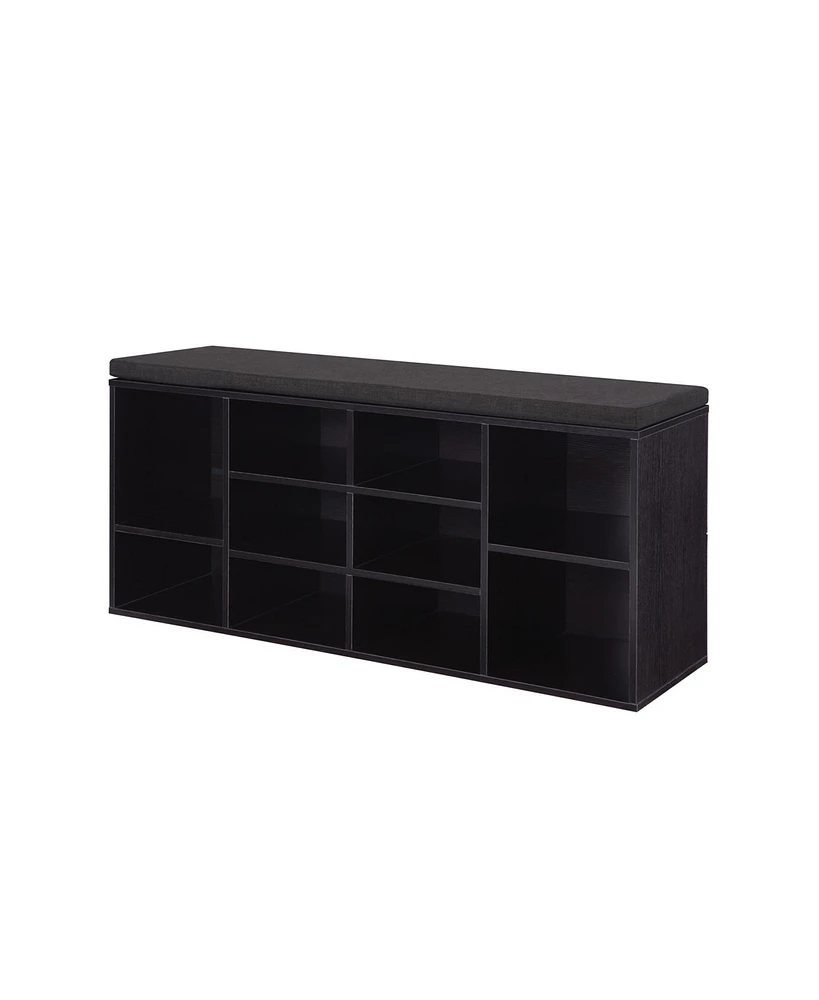 Slickblue Cubbie Shoe Cabinet Storage Bench with Cushion, Adjustable Shelves