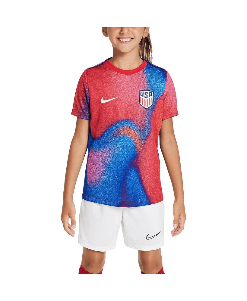 Nike Big Boy's and Girl's Red/Blue Usmnt 2024 Academy Pro Pre-Match Top