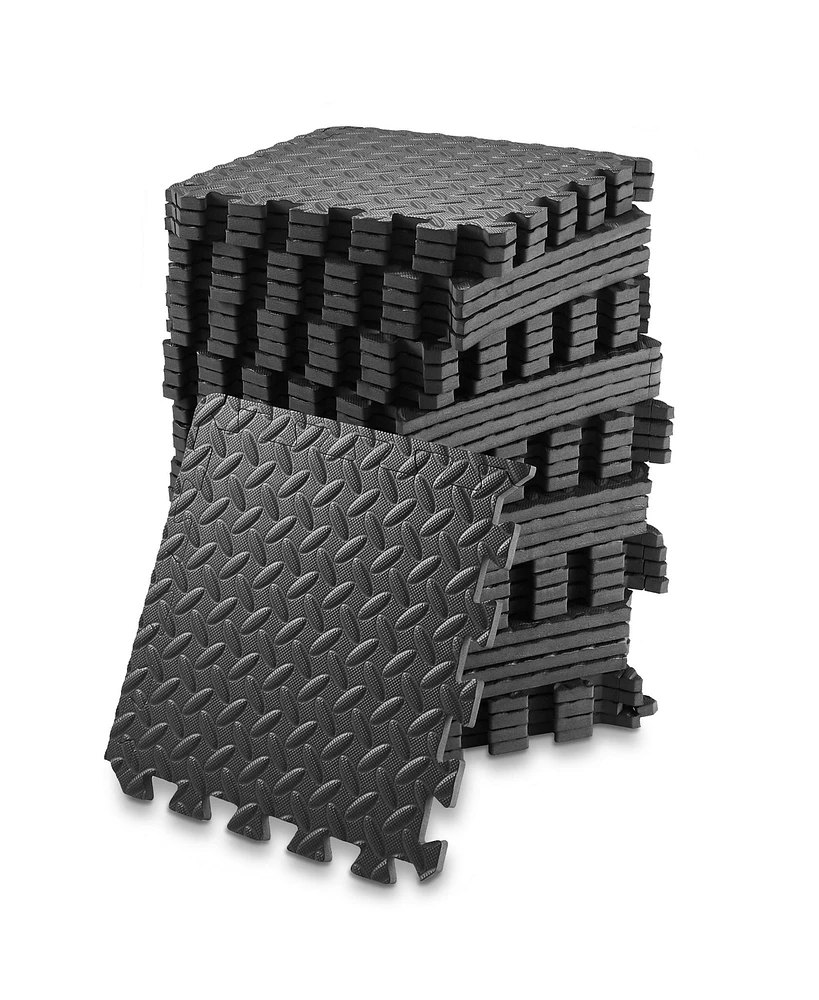 Philosophy Gym Pack of 36 Exercise Flooring Mats - 12 x 12 Inch Foam Rubber Interlocking Puzzle Floor Tiles