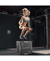 Philosophy Gym 3 in 1 Non-Slip Wood Plyo Box, 20" x 18" x 16", Gray, Jump Plyometric Box for Training and Conditioning