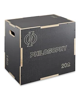 Philosophy Gym 3 in 1 Non-Slip Wood Plyo Box, 24" x 20" x 16", Gray, Jump Plyometric Box for Training and Conditioning