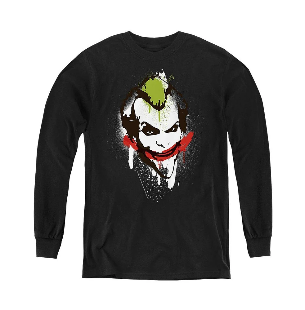 Batman Boys Youth Joker Face Long Sleeve Sweatshirt