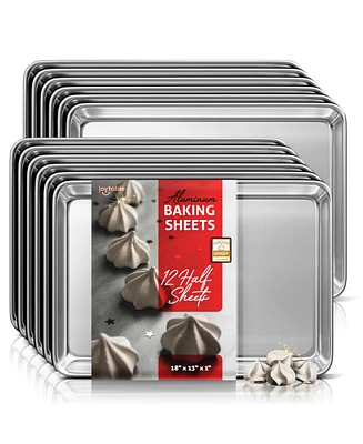 Non-stick Aluminum Baking Sheet - Half Sheet 18” x 13” x 1" - 12 Pack