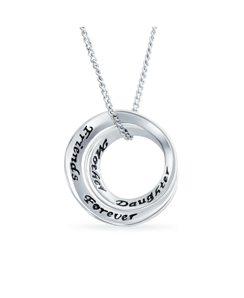 Bling Jewelry Inspirational Mantra Infinity Eternal Circle Bff Words Friends Forever Mother Daughter Pendant Necklace For Women Oxidized .925 Sterling