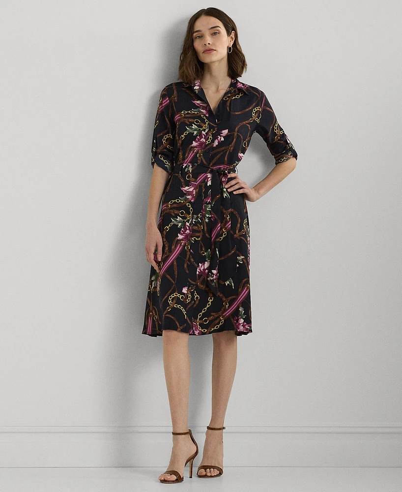 Lauren Ralph Petite Belted Floral Shirtdress