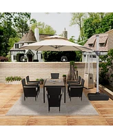 Mondawe 10 ft Cantilever Patio Umbrella with 360° Rotation, Cover and Base Included, Turquoise