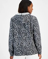 Id Ideology Women's Animal-Print Full-Zip Fleece Hoodie, Created for Macy's