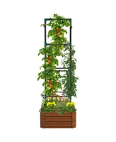 Outsunny Galvanized Raised Garden Bed w/ Tomato Cage,