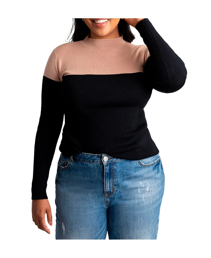 Eloquii Plus Size Colorblock Sweater