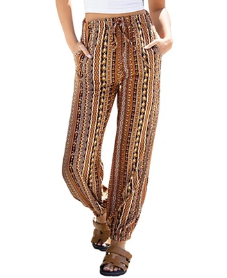 Cupshe Women's Woven Boho Striped Tapered Leg Pants