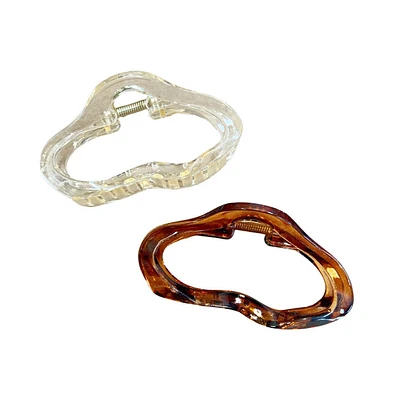 Women s Oval Clip Set - Brown + Clear