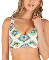 Hurley Women's Crochet Diamonds Pull-On Bralette Bikini Top