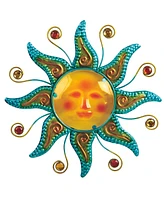 Fc Design 16"H Sun Face in Turqoi Blue Wall Plaque Decor Home Decor Perfect Gift for House Warming, Holidays and Birthdays