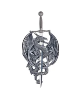 Fc Design 11"H Medieval Silver Dragon with Sword Statue Wall Plaque Home Decor Perfect Gift for House Warming, Holidays and Birthdays