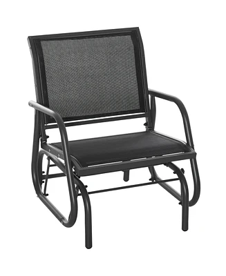 Outsunny Outdoor Glider with Breathable Mesh Fabric Curved Armrests, Black