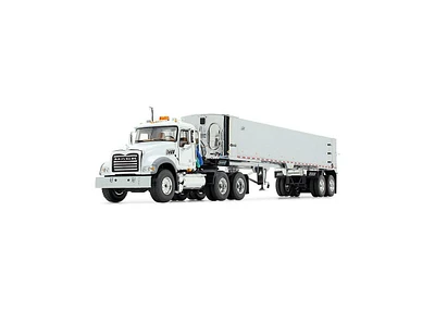 First Gear Inc 1/50 Mack Granite Day Cab, White with Chrome East Genesis End Dump Trailer by First Gear