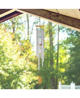 Fc Design 52" Long Silver Wood Top Traditional Wind Chime Home Decor Perfect Gift for House Warming, Holidays and Birthdays