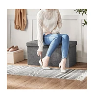 Slickblue 21.1-Gal Storage Ottoman Bench, Folding Storage Chest, Footstool with Flip-Up Lid, Padded Seat