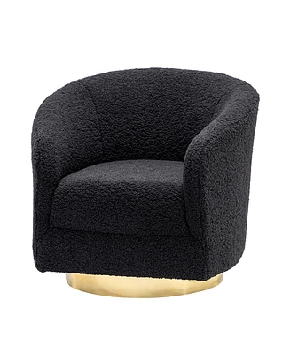 Hulala Home loyd Contemporary and Classic Accent Chair Comfy Barrel with Gold Metal Base