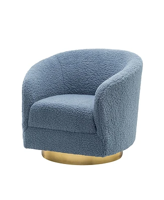 Hulala Home loyd Contemporary and Classic Accent Chair Comfy Barrel with Gold Metal Base