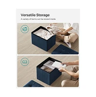 Slickblue Small Storage Ottoman, Foldable Velvet Box, Chest, Foot Rest, for Living Room, Bedroom