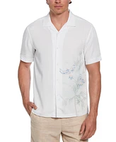 Cubavera Men's Textured Short Sleeve Button-Front Parrot Print Camp Shirt