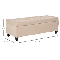 Homcom Storage Ottoman Bench with Linen Fabric Upholstery,