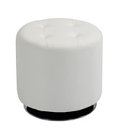 Homcom 360° Swivel Foot Stool Round Pu Ottoman w/ Thick Padding and Solid Steel Base