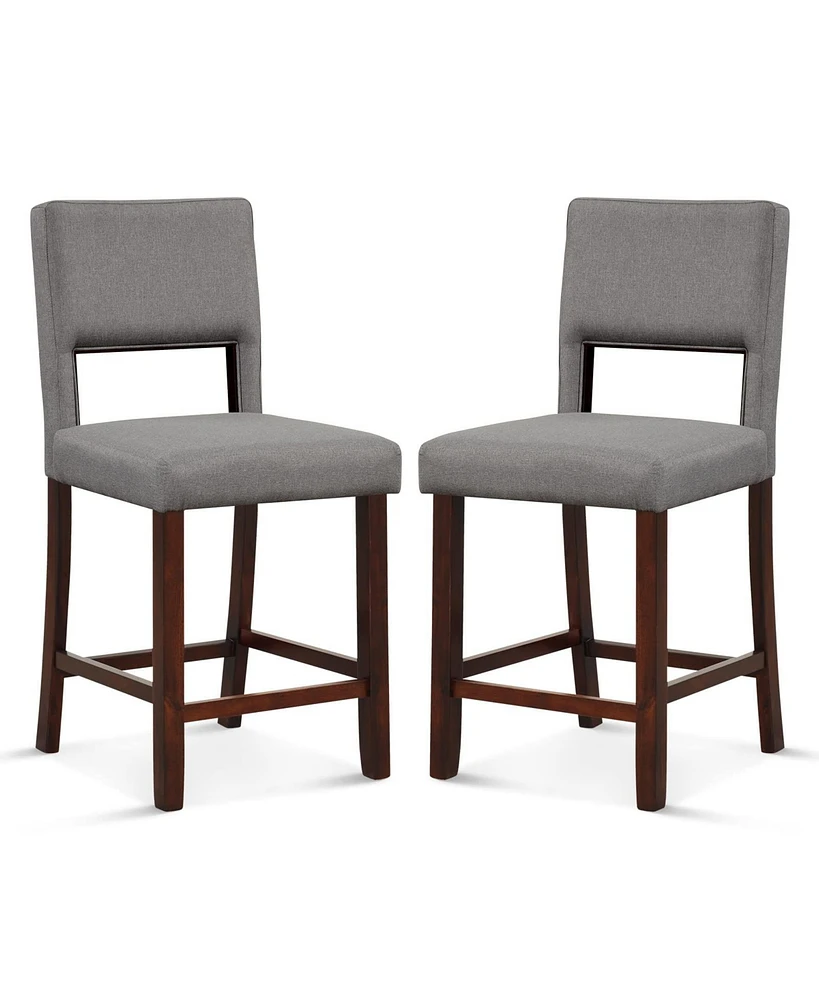 Sugift 2 Piece Bar Chair Set with Hollowed Back and Rubber Wood Legs