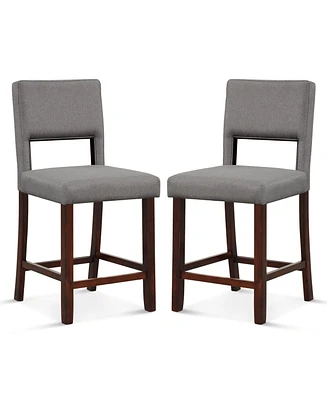 Sugift 2 Piece Bar Chair Set with Hollowed Back and Rubber Wood Legs