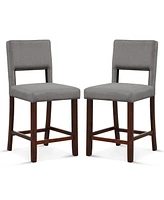 Sugift 2 Piece Bar Chair Set with Hollowed Back and Rubber Wood Legs