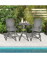 Sugift 2 Pieces Patio Swivel Bar Chair Set with Quick Dry 4D Air Fiber Cushion