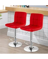 Sugift Set of 2 Square Swivel Adjustable Bar Stools with Back and Footrest