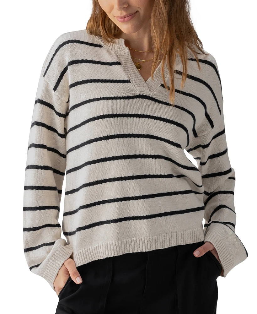 Sanctuary Women's Chill Vibes Striped Cotton Pullover Sweater