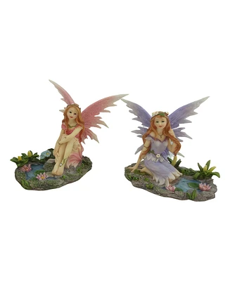 Fc Design 4.5"W 2-pc Fairy by the Pond Figurine Set Decoration Home Decor Perfect Gift for House Warming, Holidays and Birthdays