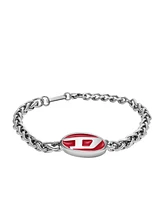 Diesel Men's Red Lacquer and Stainless Steel Chain Bracelet