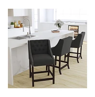 Hadleigh Upholstered Counter Stool 24" High Transitional Tufted Counter Stool With Accent Nail Trim