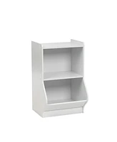 Iris 2-Tier Shelf Organizer with Easy Access Angled Cubby, White