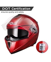 Ahr Run-m Full Face Flip up Modular Motorcycle Helmet Dot Approve Dual Visor Motocross Matt Black Xl